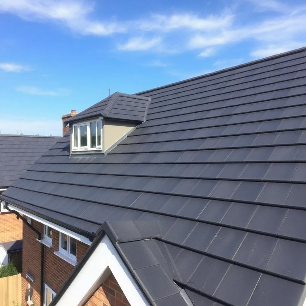 New dark grey tile roof