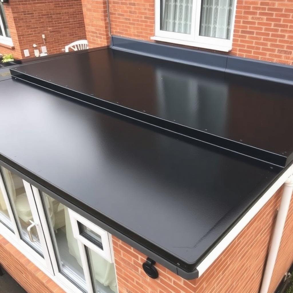 Black flat roof installation